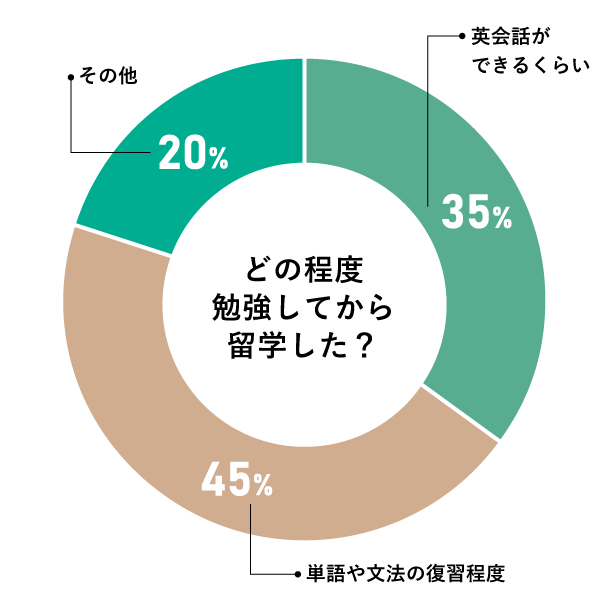 アンケート「どの程度勉強してから留学した？」